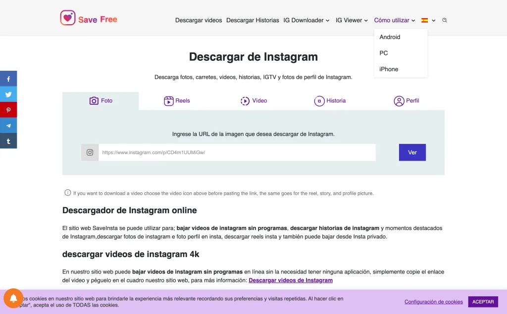 descargar videos de instagram save-free