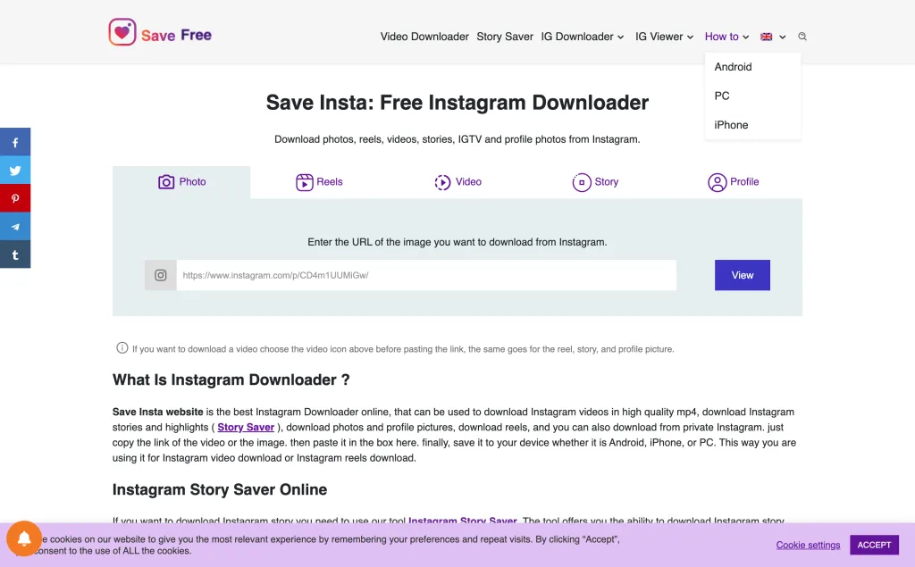 download an Instagram video with save-free