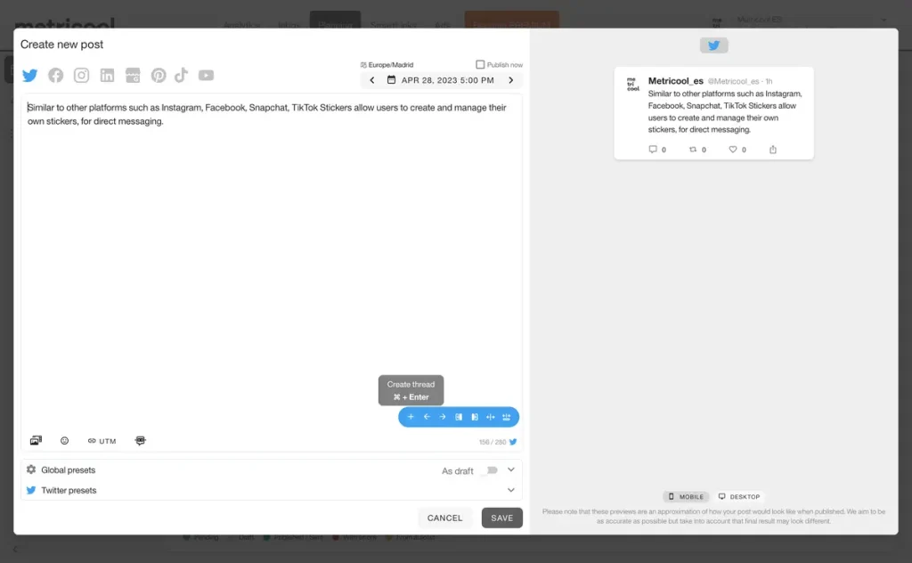 schedule threads on Twitter