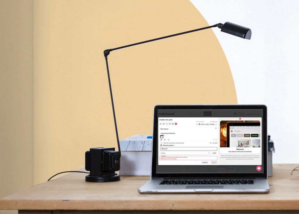 programar en pinterest con Metricool planificador