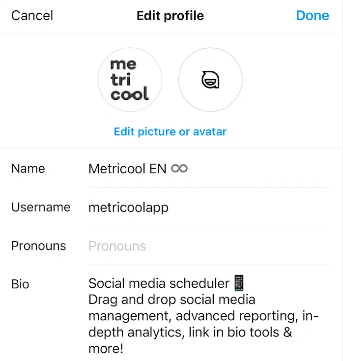 change username by clicking on "Edit profile"