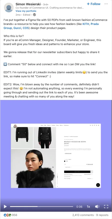 A LinkedIn user generating engagement with an interactive post