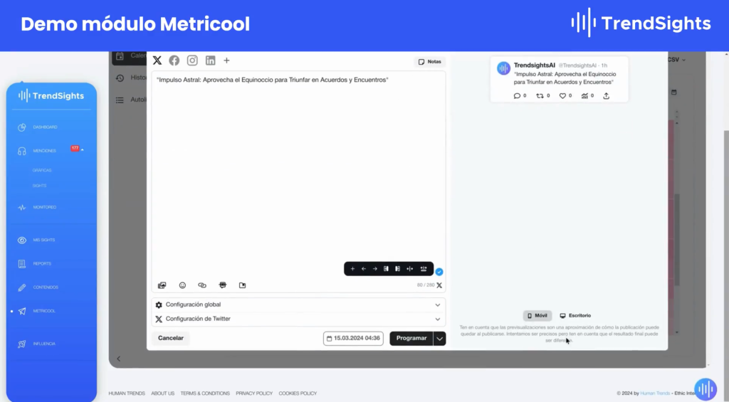 integración TrendSights con Metricool