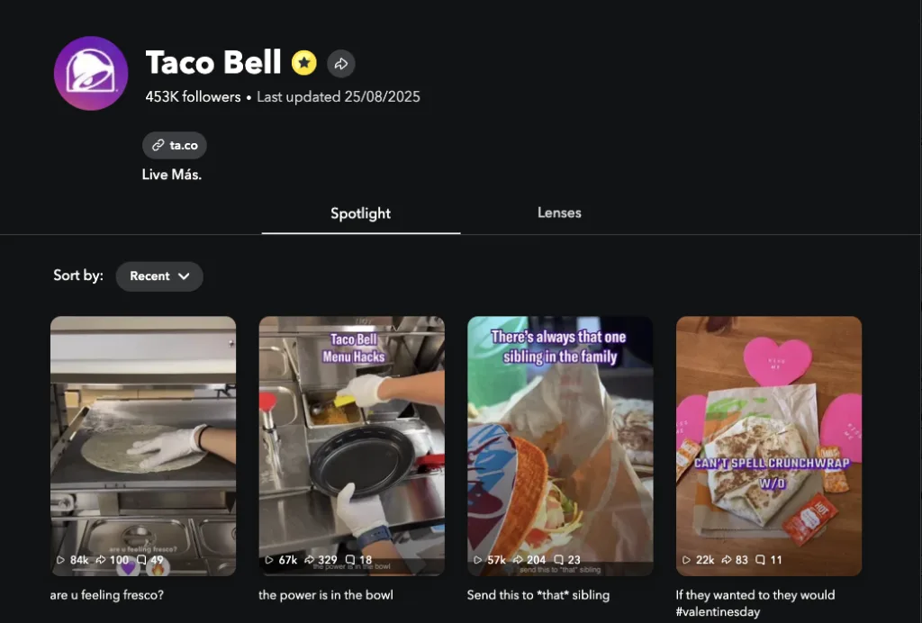 One of the best brands on snapchat, Taco Bell.