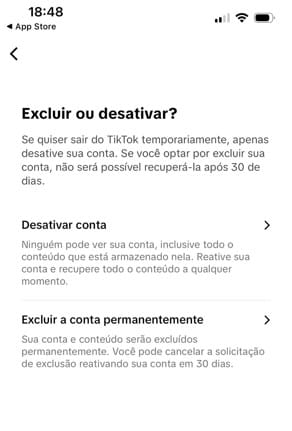 Excluir ou Desativar TikTok
