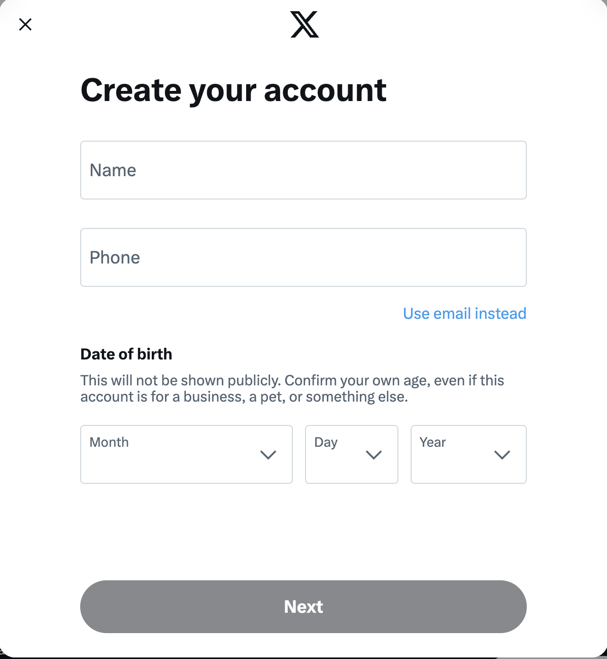 x twitter account create free