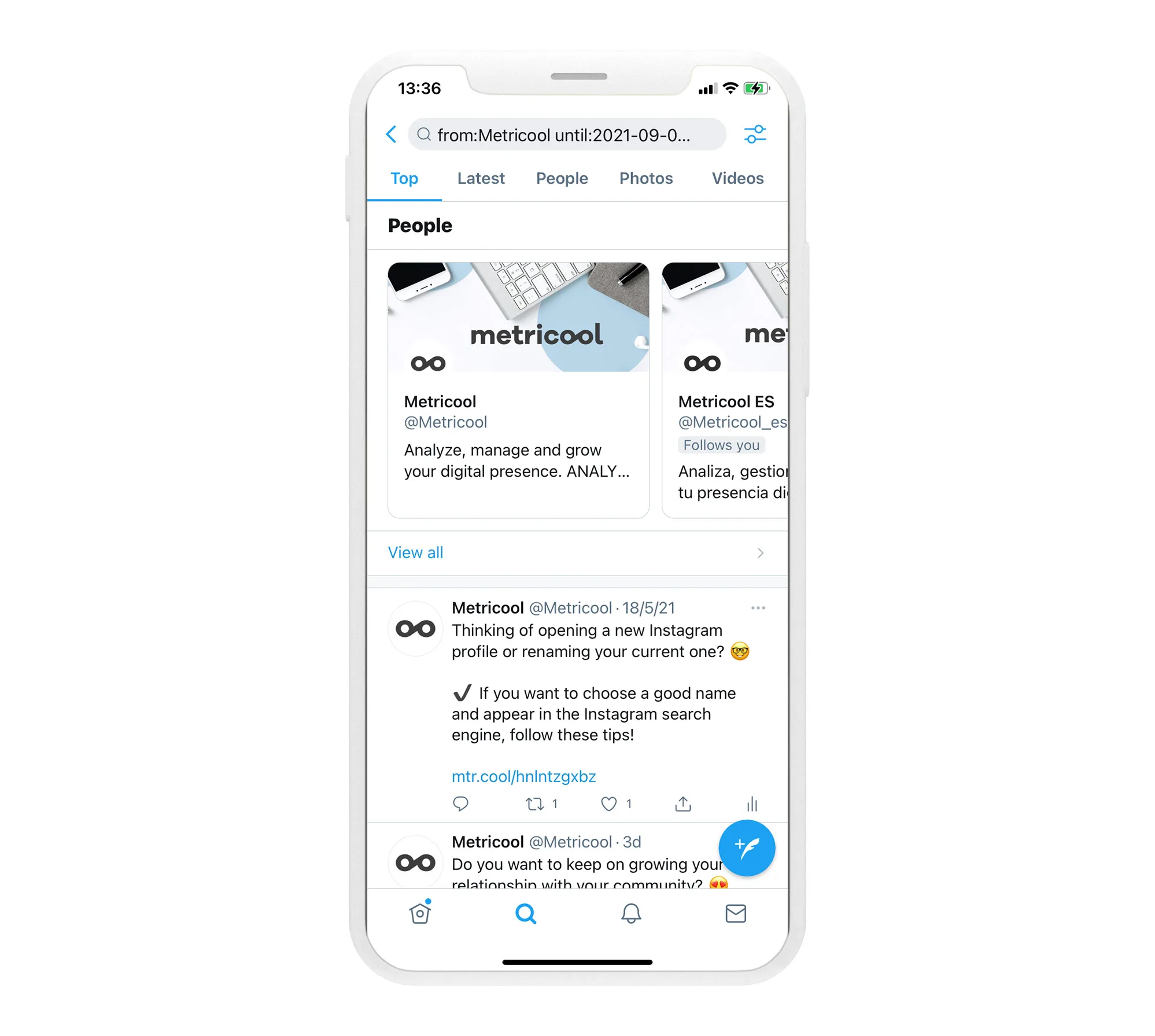 recherche d'anciens tweets