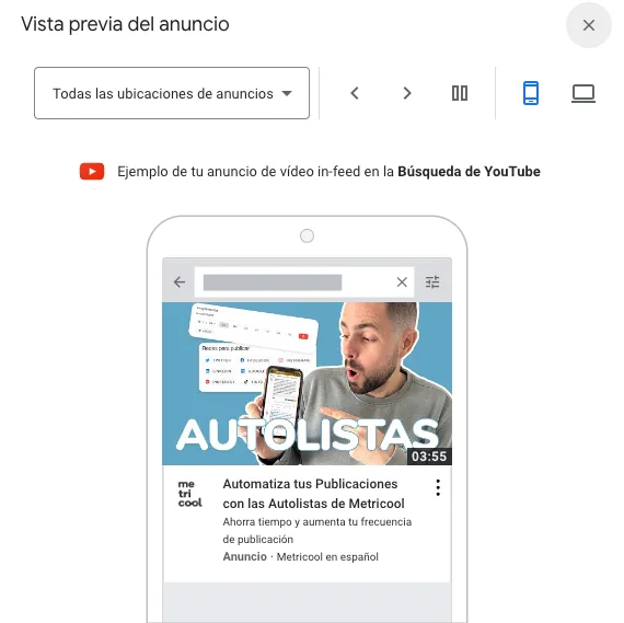 publicidad en youtube anuncio in feed