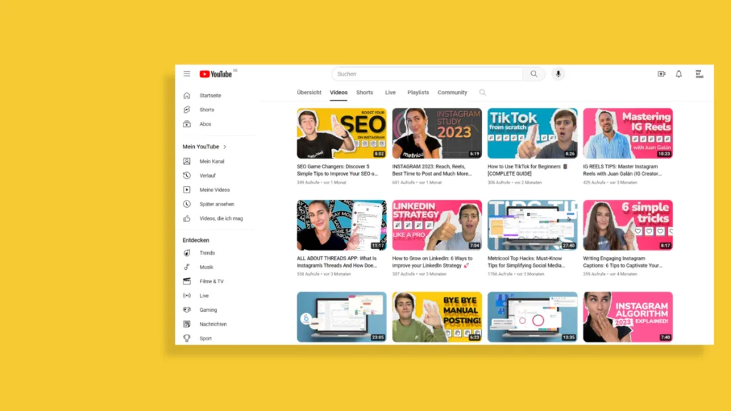Beispiele von Thumbnails auf YouTube