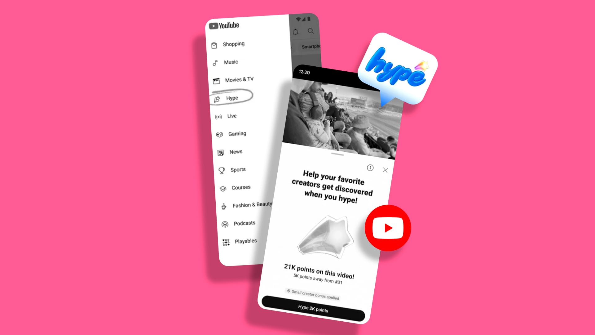 youtube hype feature