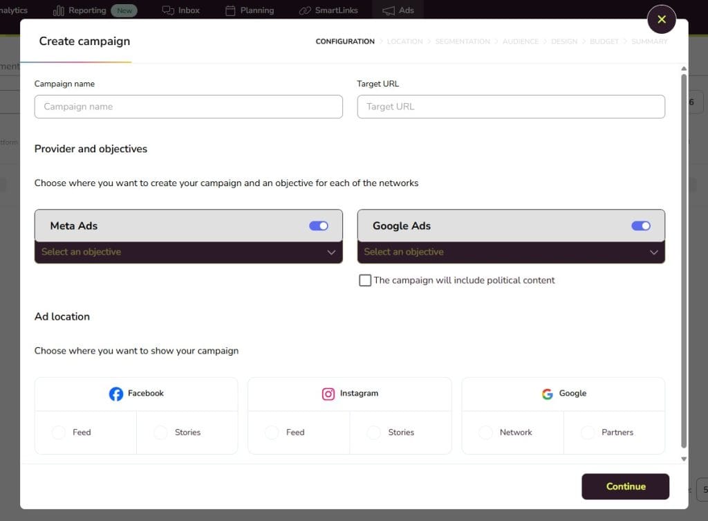 ad campaign set up - campaign details