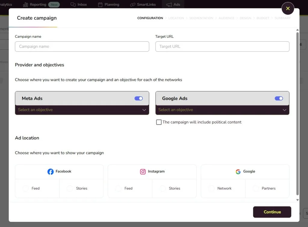 ad campaign set up - campaign details