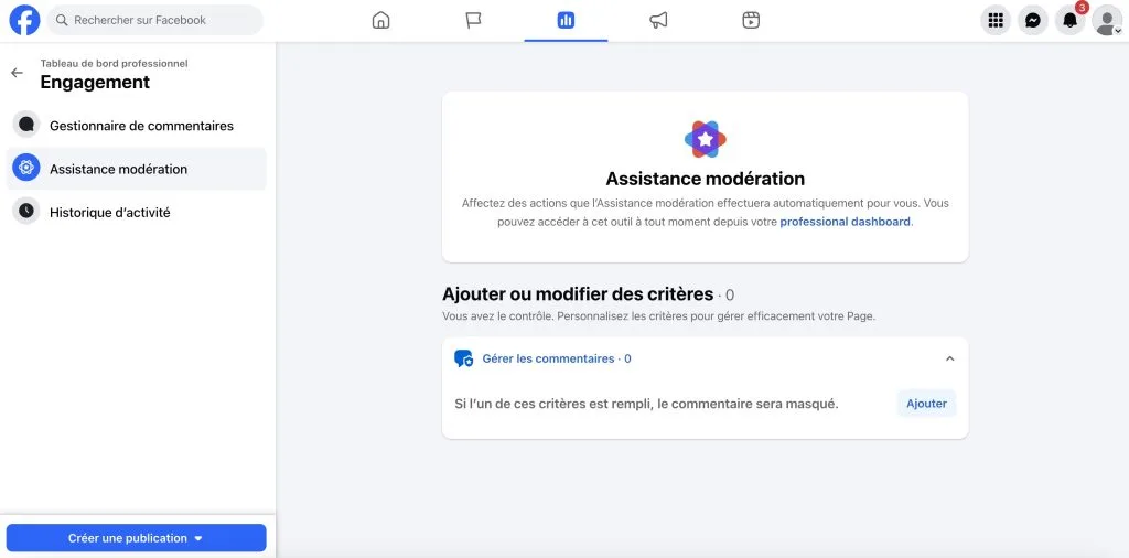 assistance modération Facebook