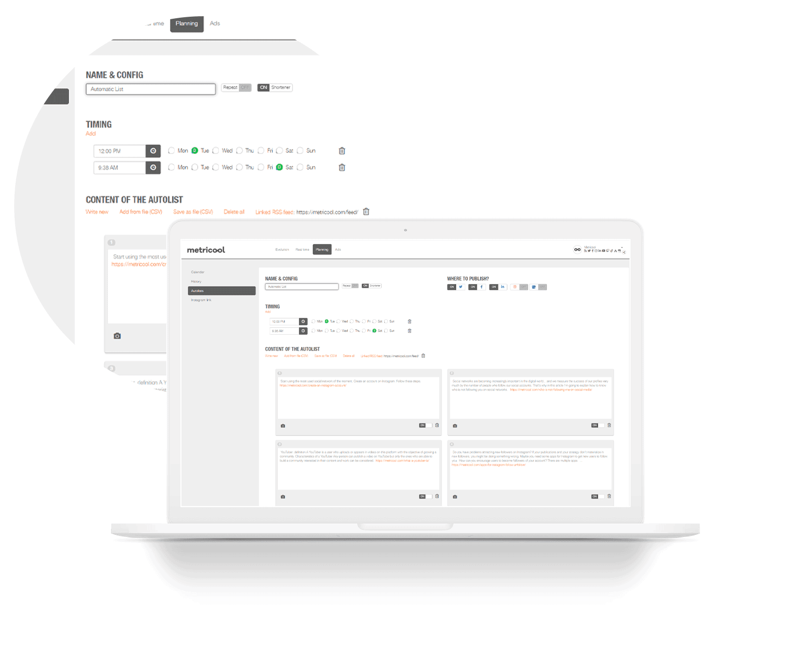 autolistas con Metricool