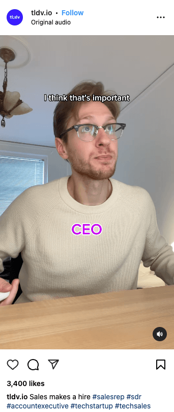 tldv B2B instagram social media marketing strategy