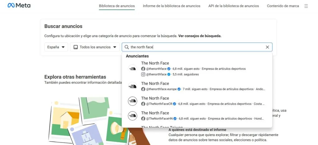 biblioteca de anuncios de meta