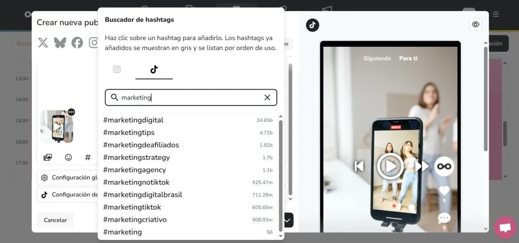 buscador hashtags instagram con Metricool
