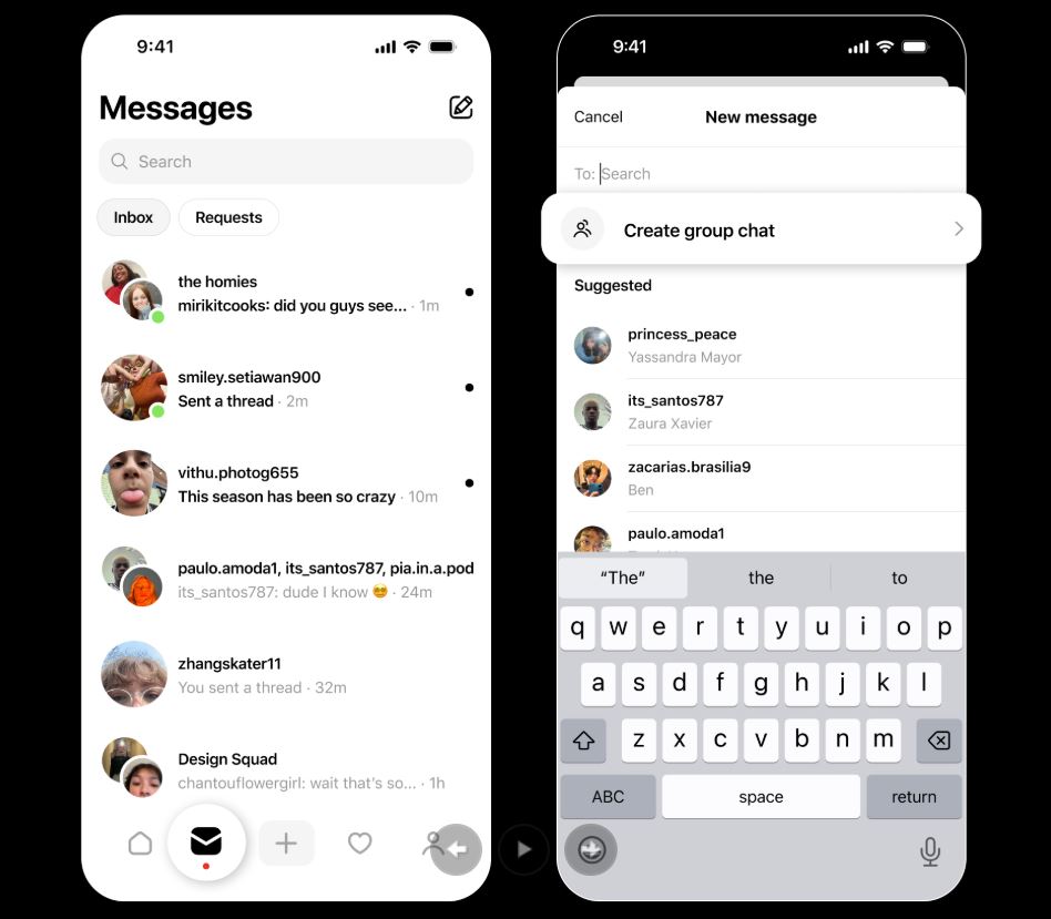mensajes directos en threads