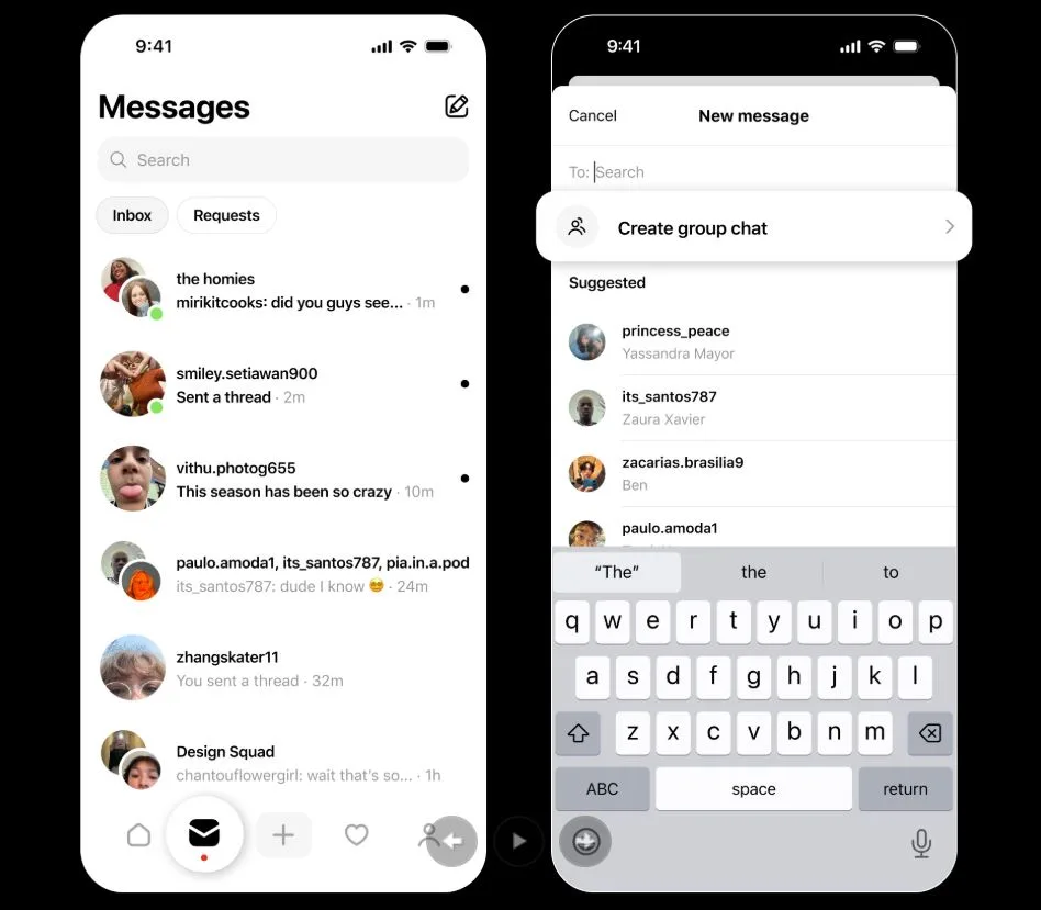 mensajes directos en threads