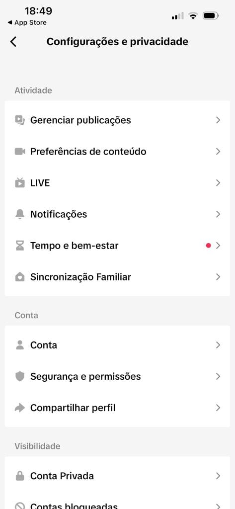 Excluir conta tiktok