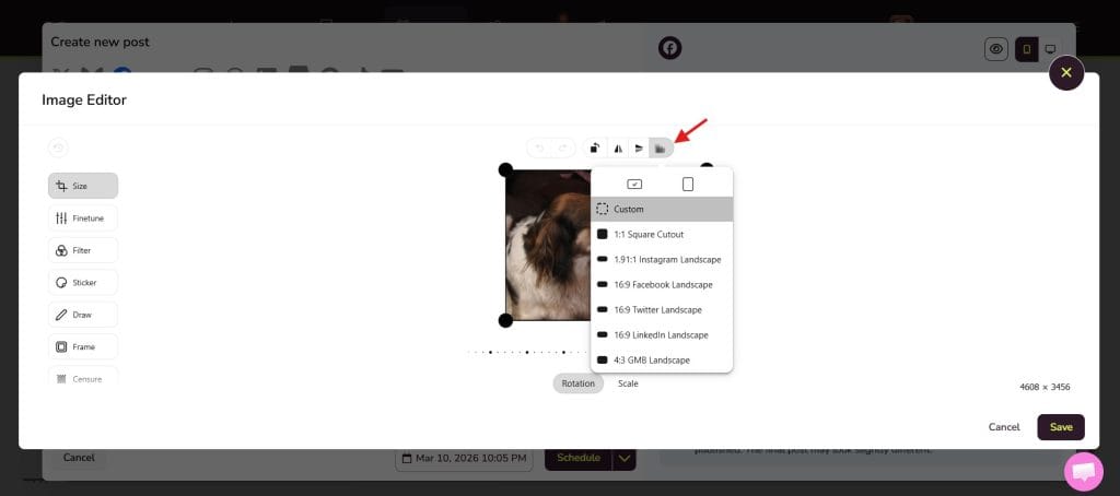metricool image editor