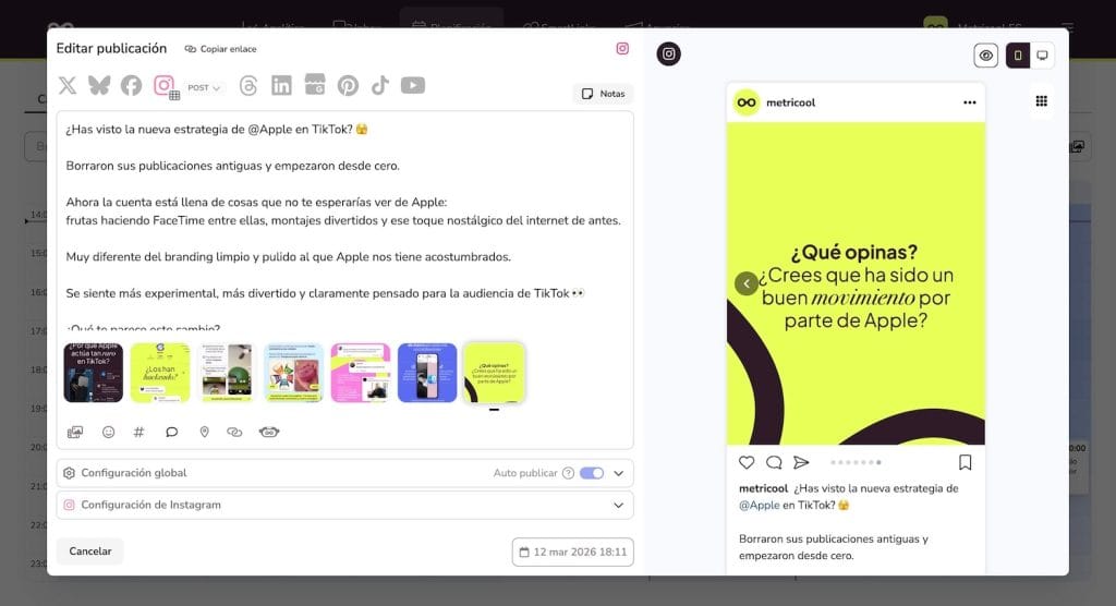 programar carruseles instagram