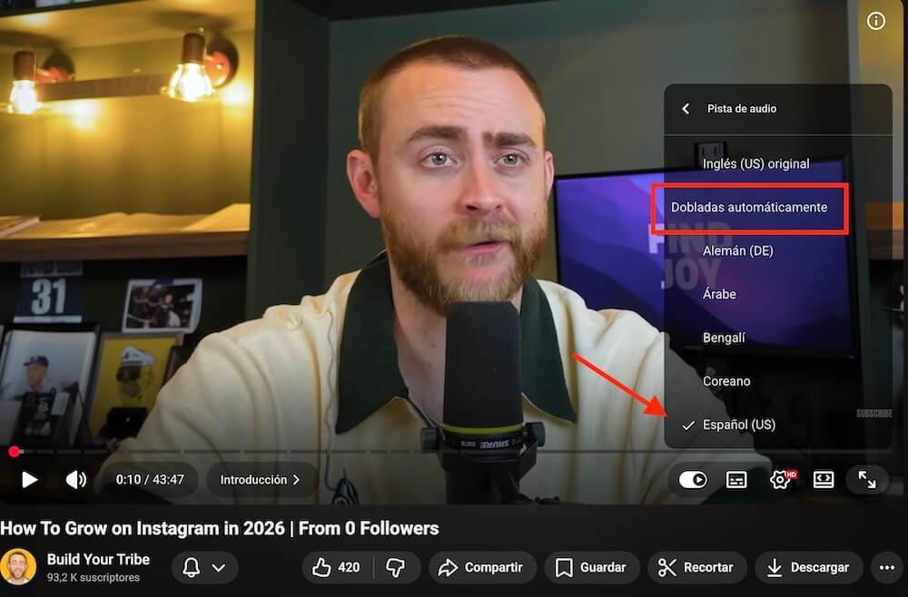doblaje automatico youtube