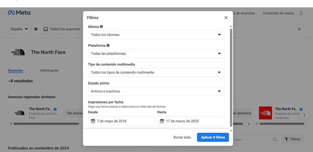 biblioteca de anuncios de meta