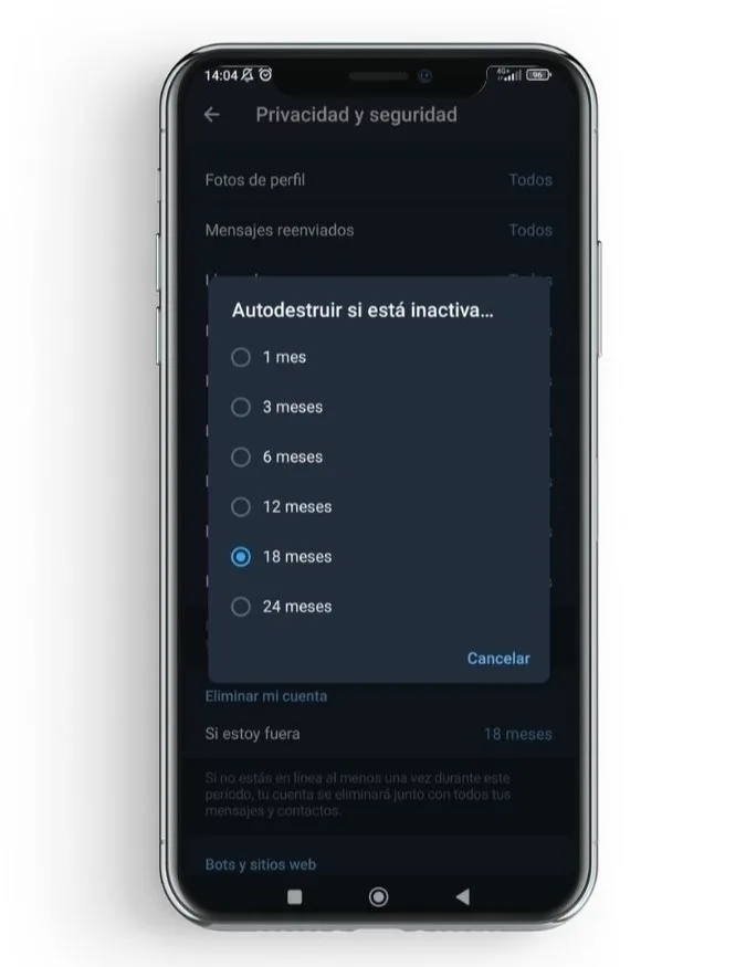 cómo eliminar cuenta de telegram