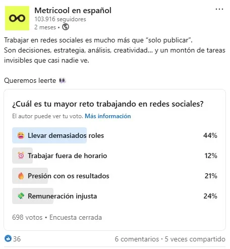 encuesta como formato para aumentar el engagement en LinkedIn