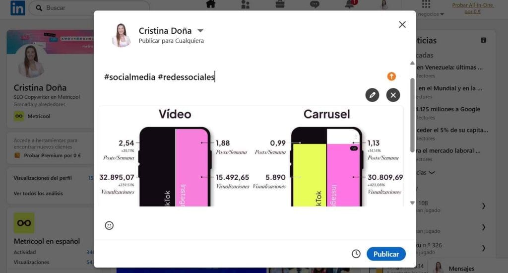 cómo añadir hashtags en LinkedIn