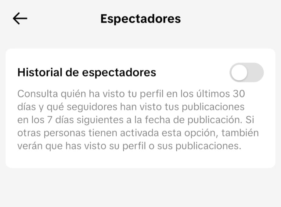 historial de espectadores tiktok