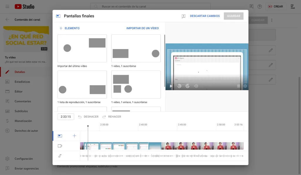 pantallas finales youtube