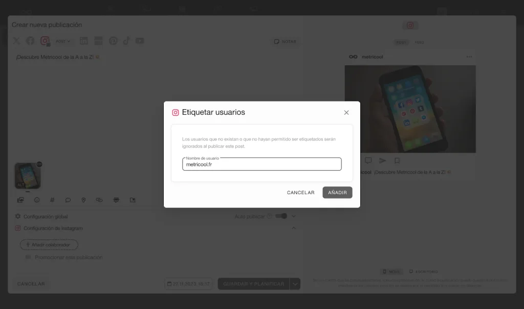 programar post de colaboraciones instagram