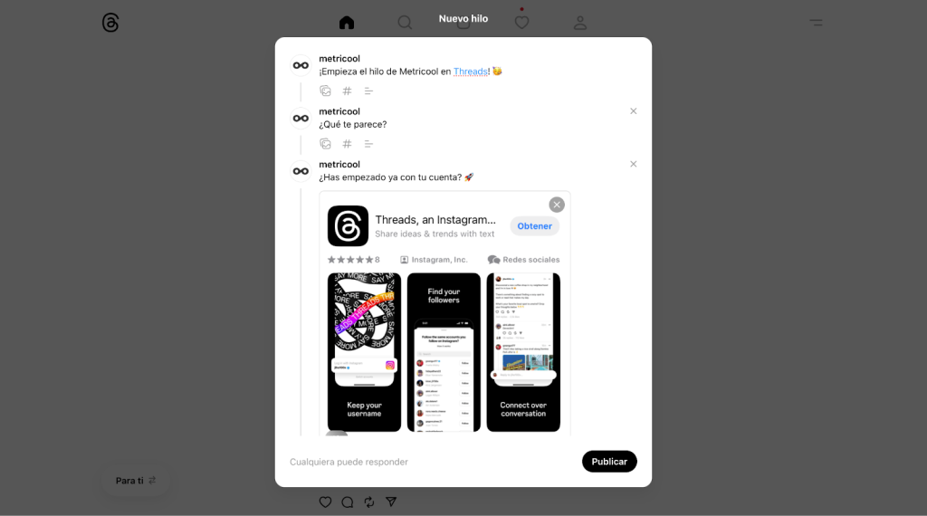 como publicar en threads