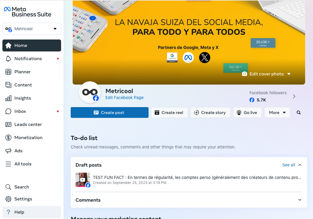meta business suite post story