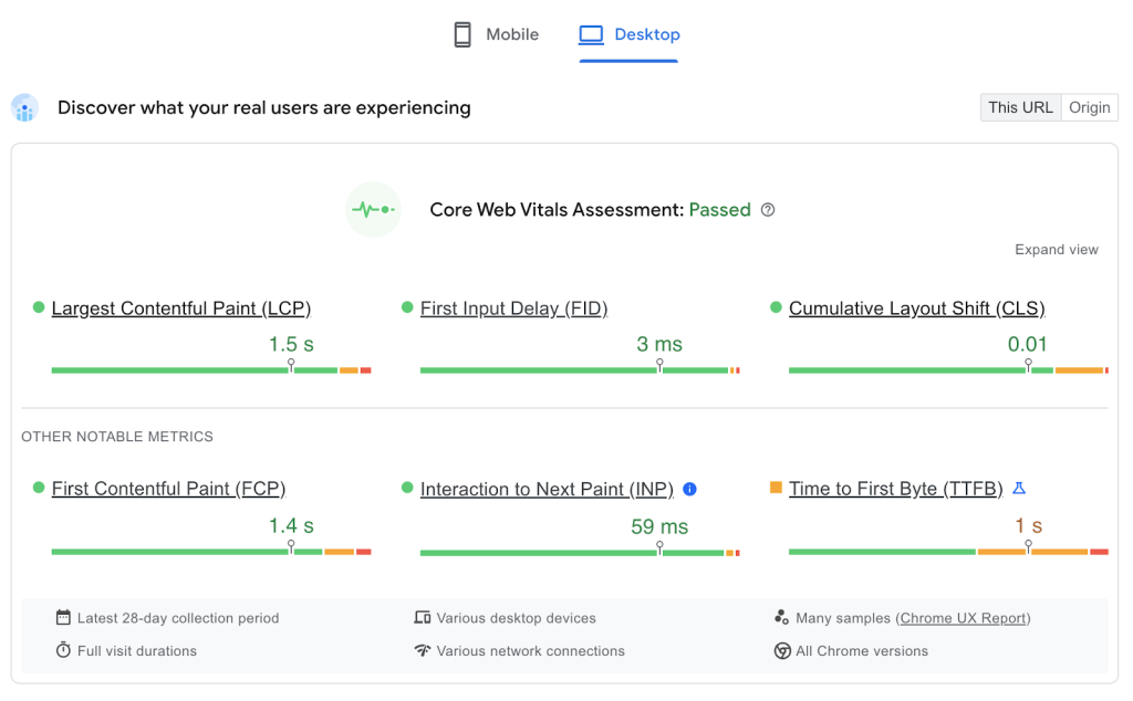 PageSpeed Insights report