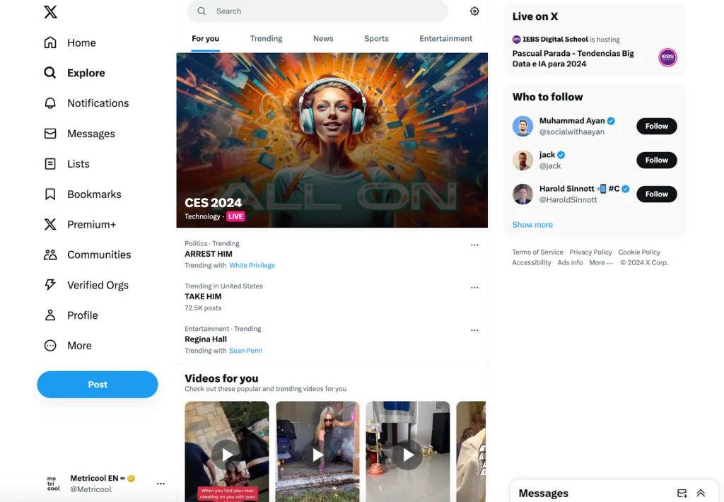 X search page