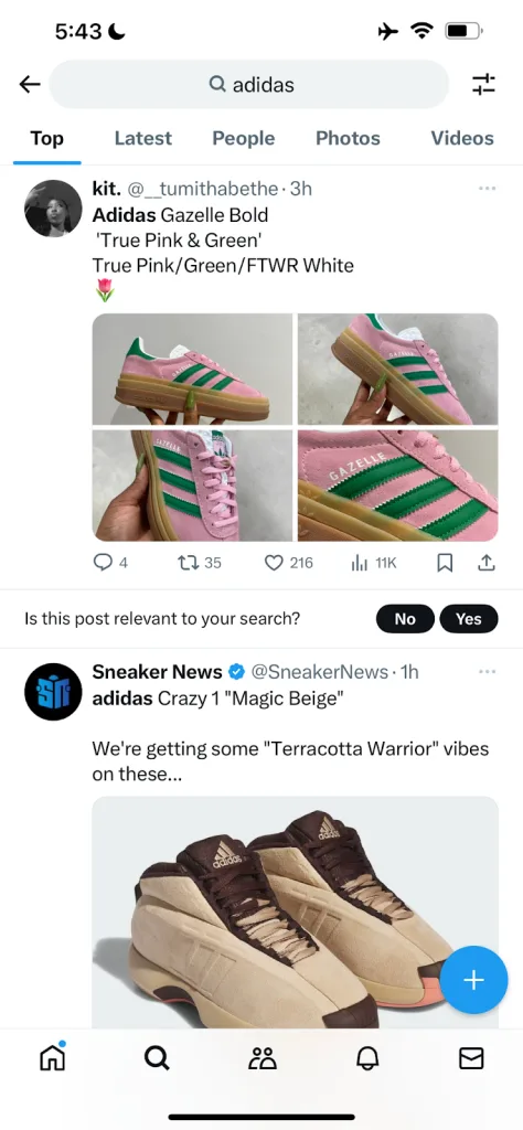 X search results