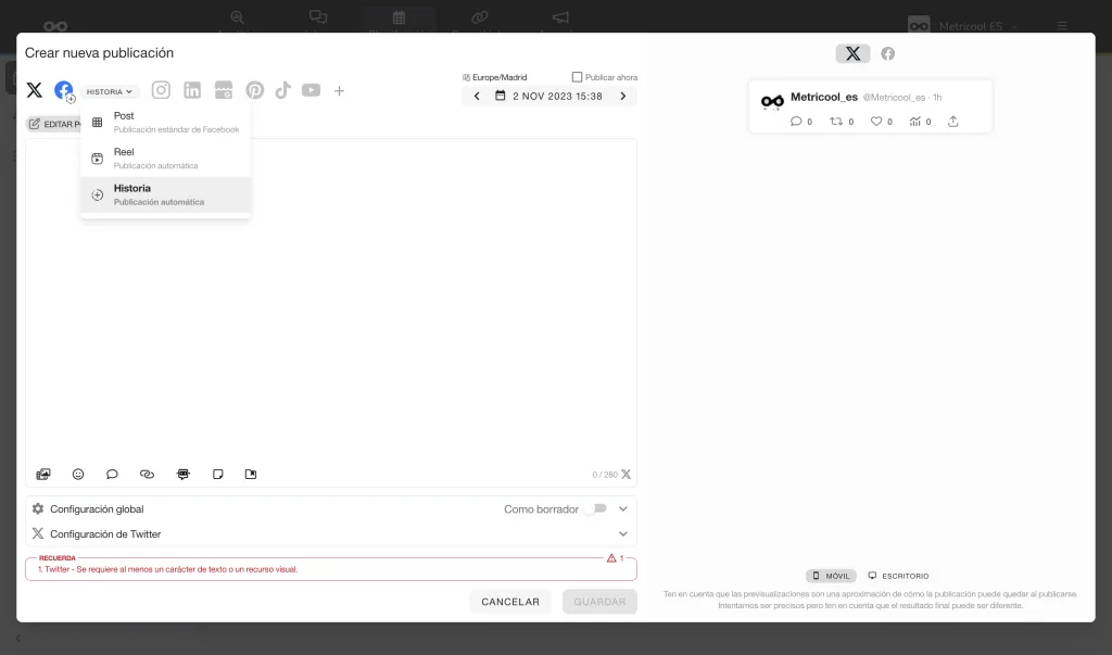 programar facebook stories