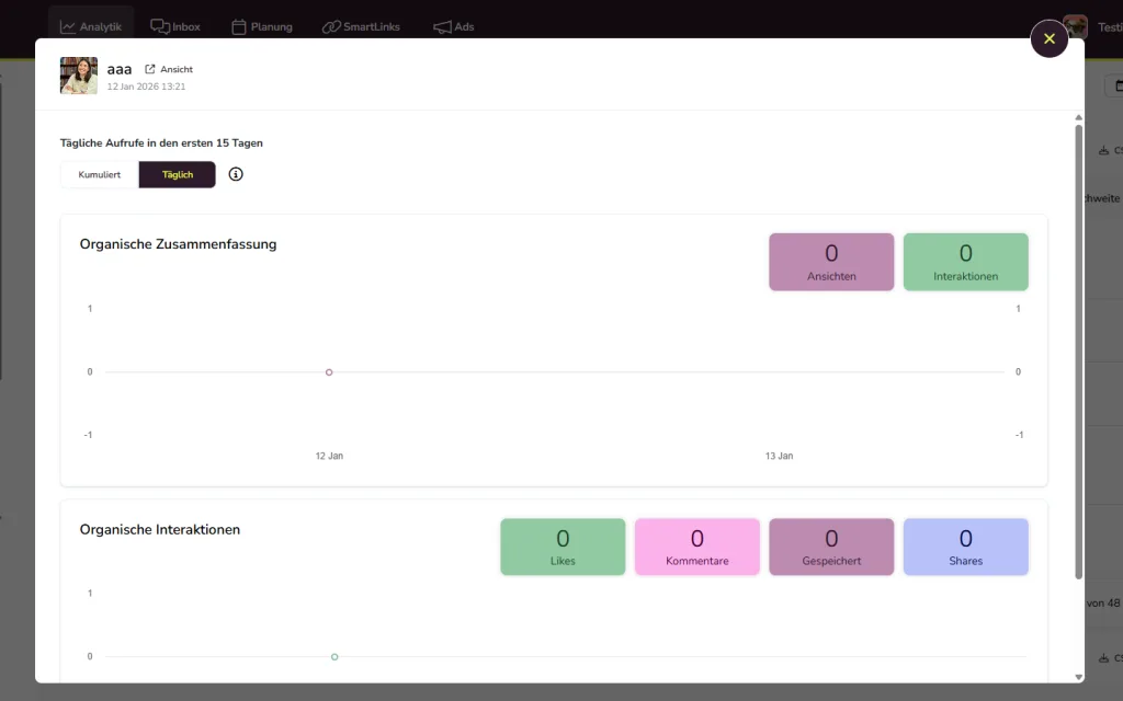 advanced analytics in metricool für reels