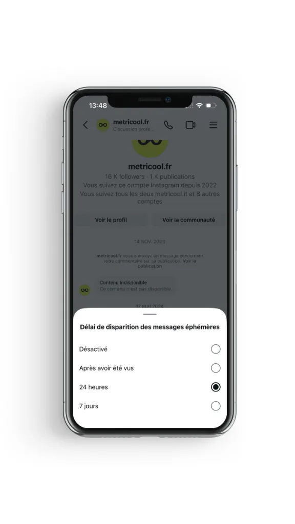 mode disparition Instagram