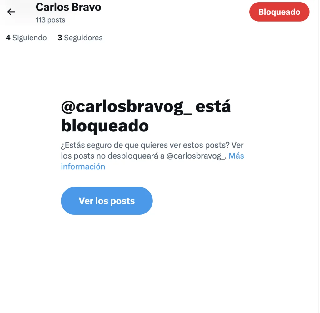 bloquear en x