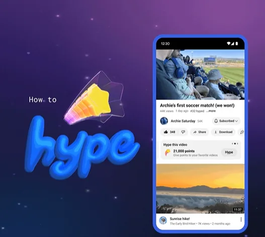 youtube hype feautre