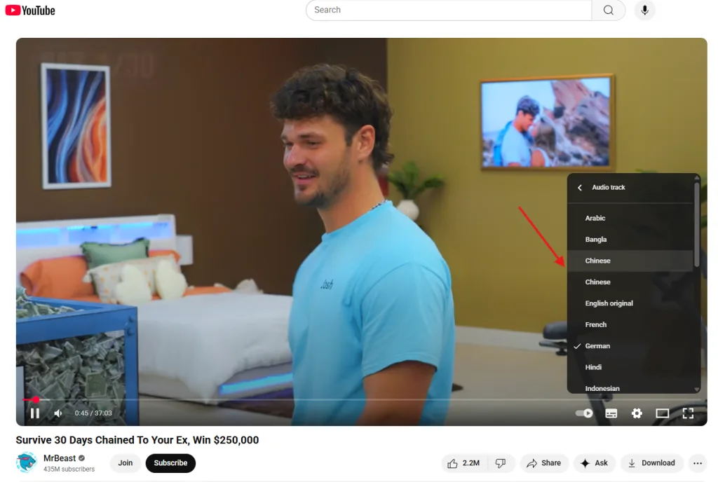 youtube multi-language audio tracks