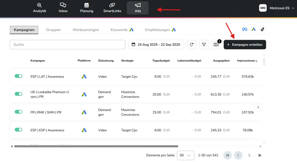 auf facebook werben metricool kampagne