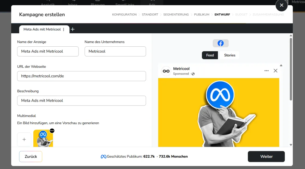 auf facebook werben entwurf