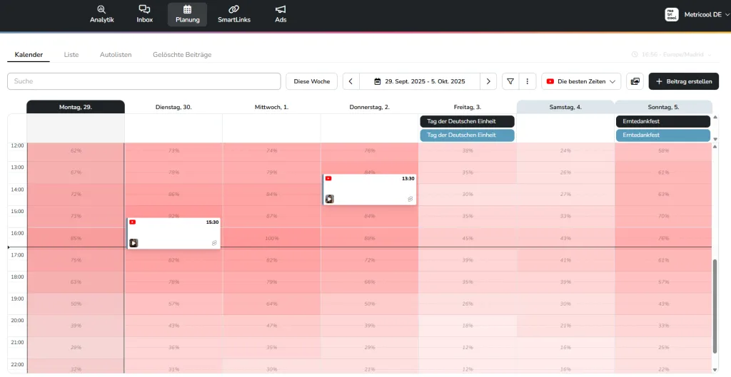 youtube algorithmus metricool content planer