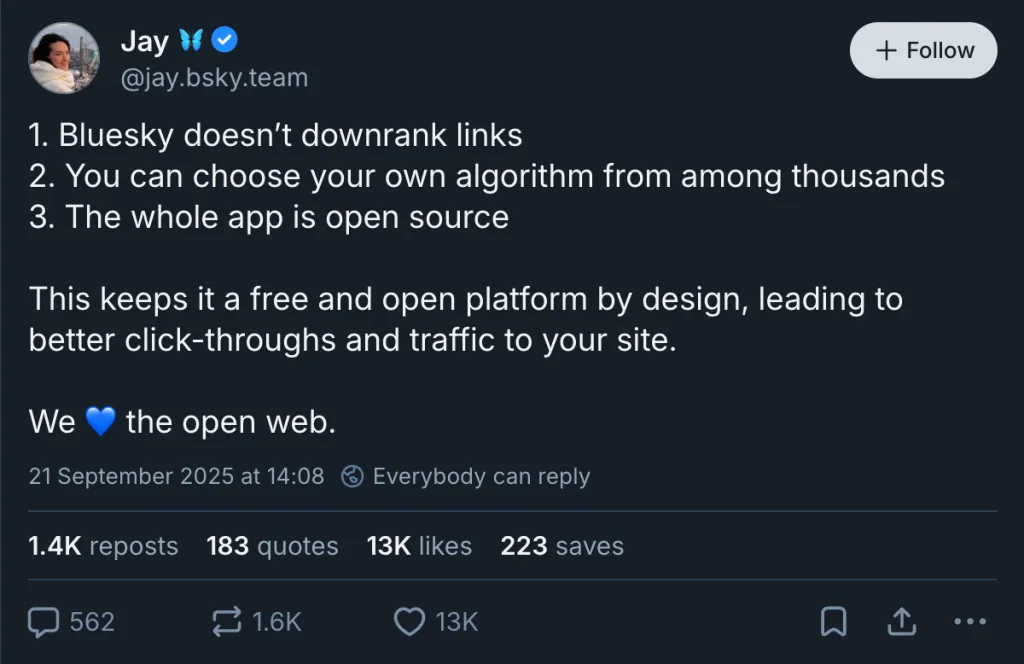 Bluesky's link policy from CEO Jay Graber