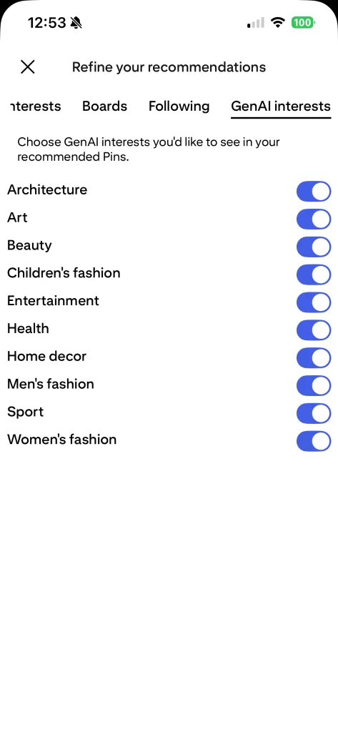 how to filter out ai on pinterest